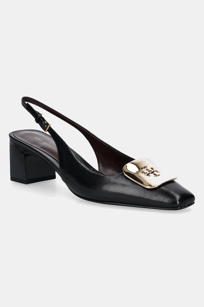 Δερμάτινες γόβες Tory Burch Georgia Slingback χρώμα: μαύρο, 156479-006