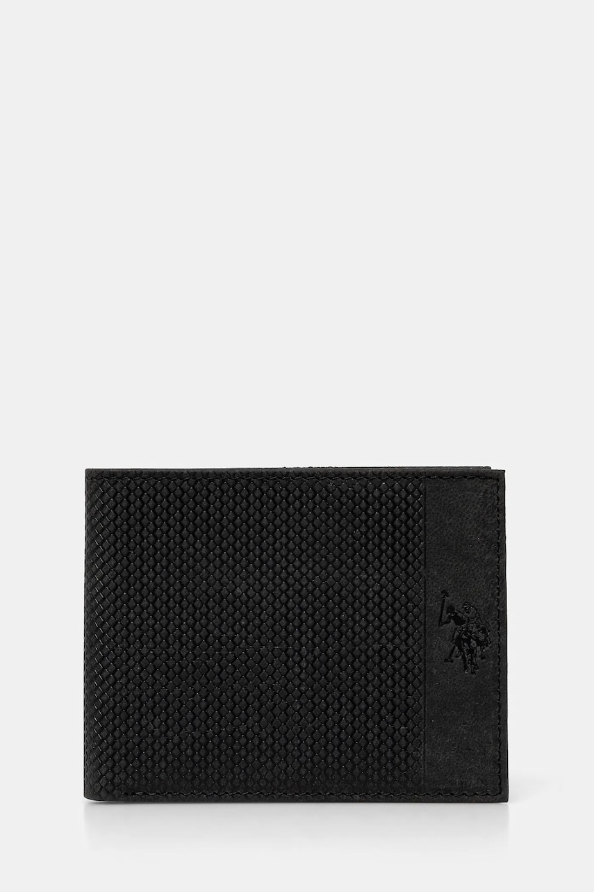 Δερμάτινο πορτοφόλι U.S. Polo Assn. Hamilton ανδρικό, χρώμα: μαύρο, WEUHT2603MHA