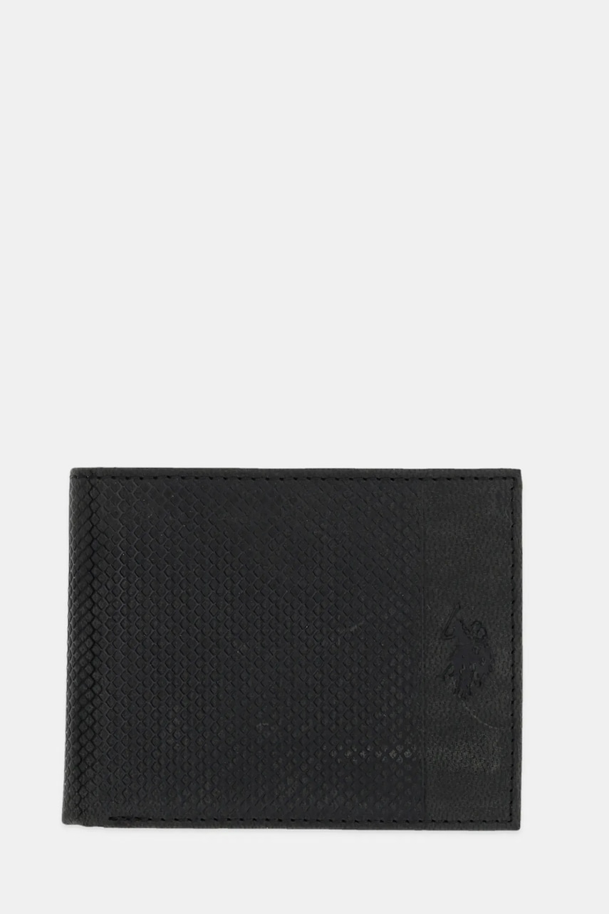 Δερμάτινο πορτοφόλι U.S. Polo Assn. Hamilton ανδρικό, χρώμα: μαύρο, WEUHT2605MHA