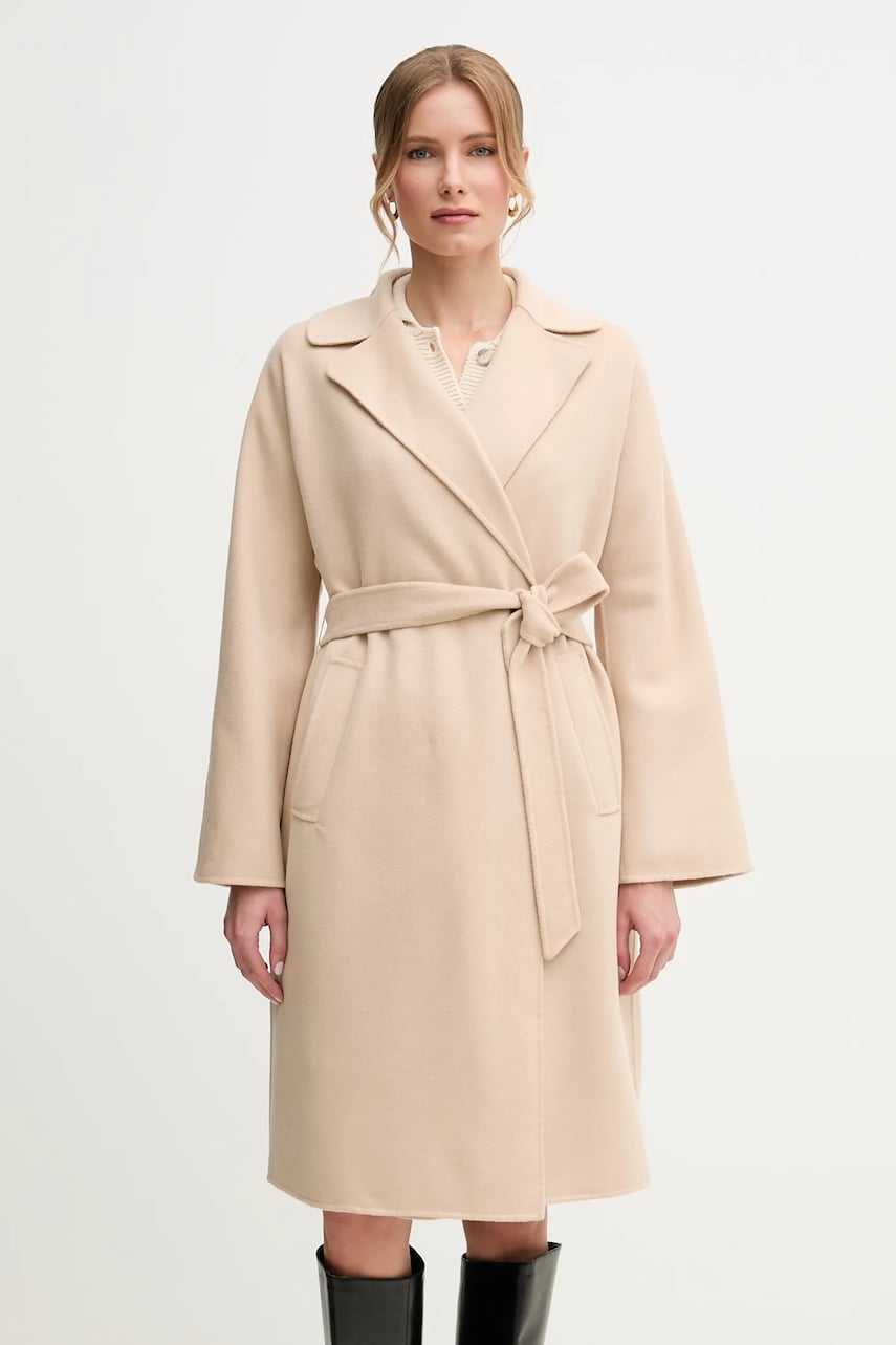 Μάλλινο παλτό Weekend Max Mara γυναικείο, χρώμα: ροζ, 2515011011600