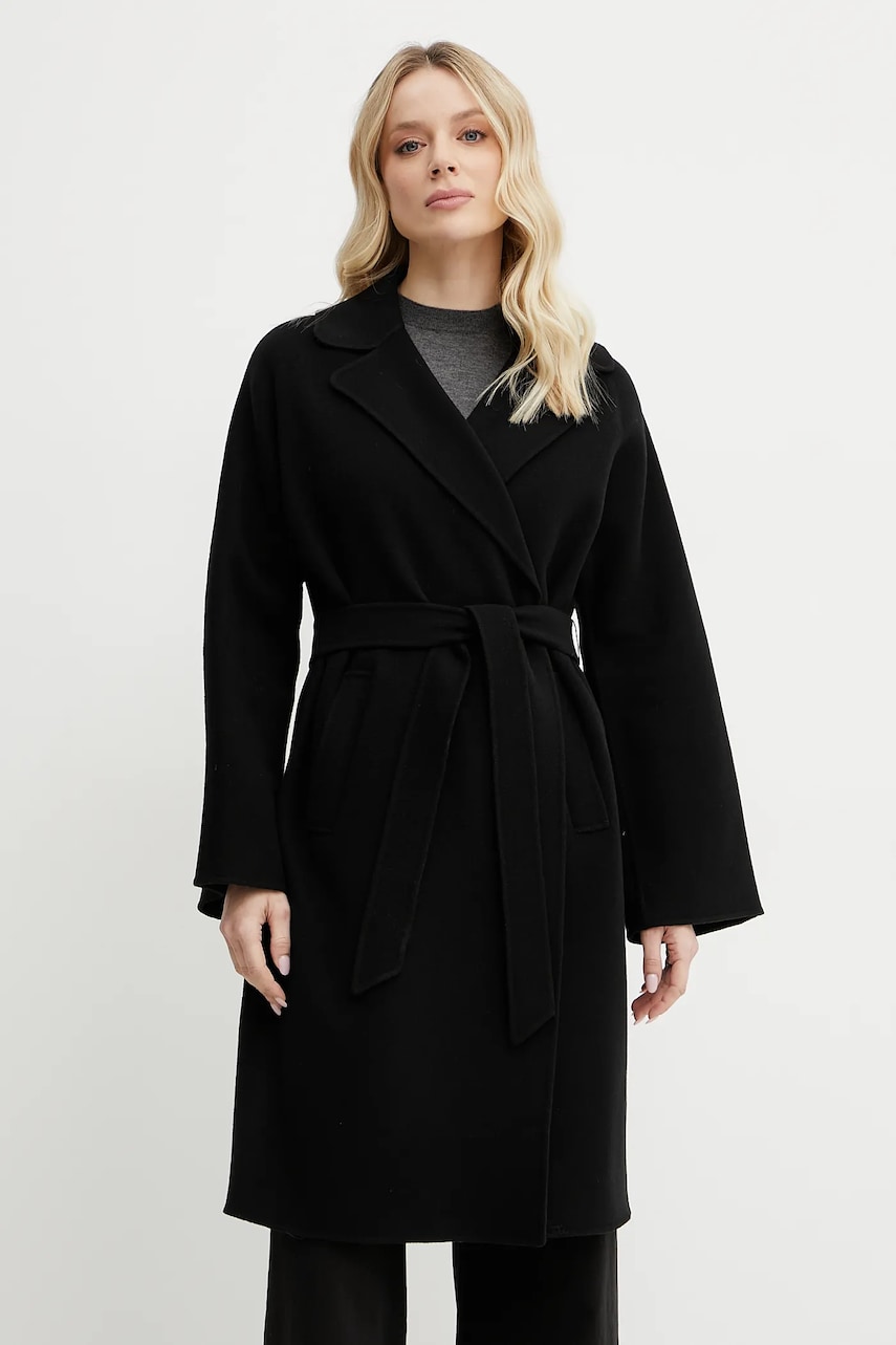 Μάλλινο παλτό Weekend Max Mara γυναικείο, χρώμα: μαύρο, 2515011011600