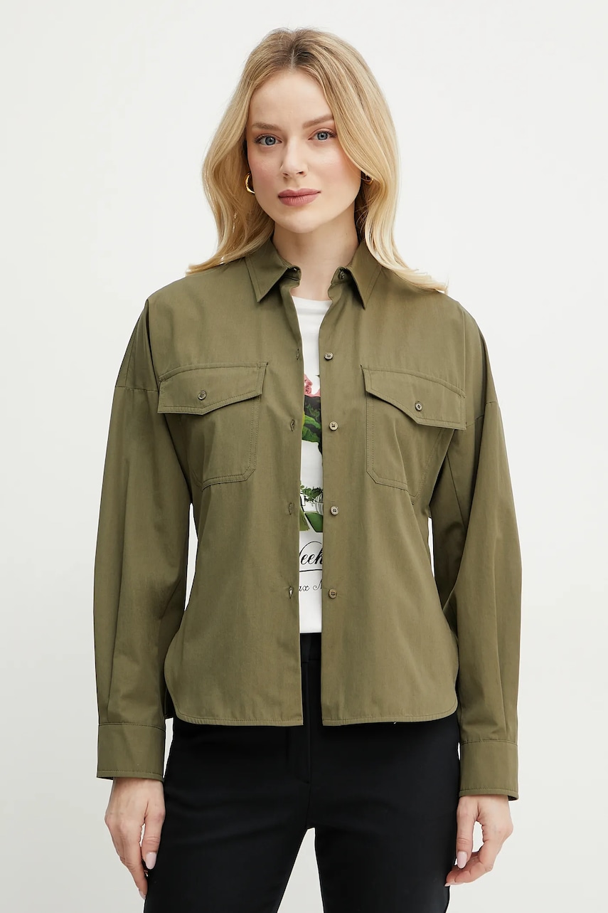 Βαμβακερό πουκάμισο Weekend Max Mara χρώμα: πράσινο, 2515111021600
