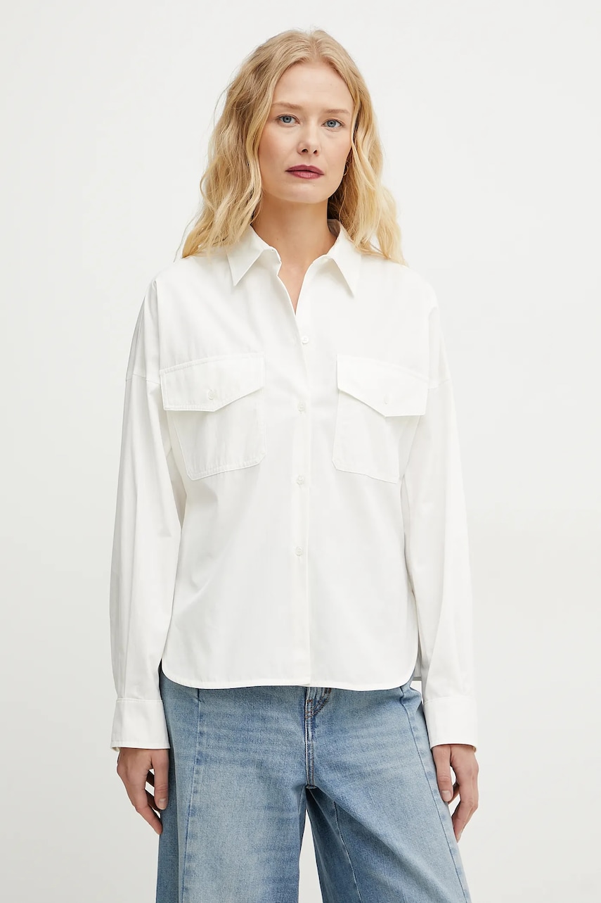 Βαμβακερό πουκάμισο Weekend Max Mara χρώμα: μπεζ, 2515111021600