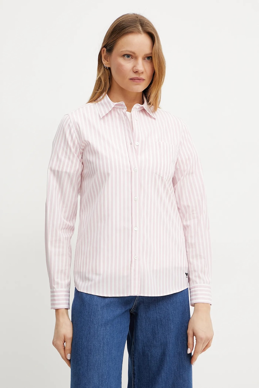 Βαμβακερό πουκάμισο Weekend Max Mara χρώμα: ροζ, 2515111081600
