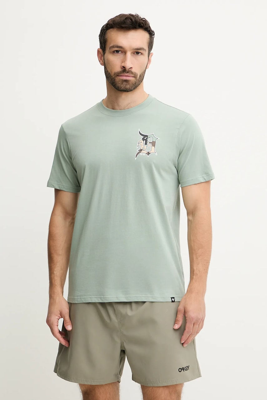Βαμβακερό μπλουζάκι 47 brand MLB Detroit Tigers ανδρικό, χρώμα: πράσινο, BB009TEMECH643630K2