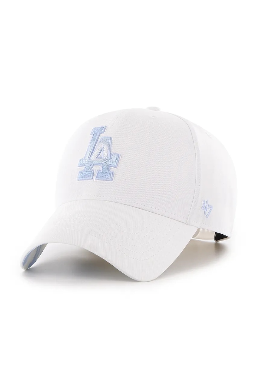 Βαμβακερό καπέλο του μπέιζμπολ 47 brand MLB LA Dodgers χρώμα: άσπρο, B-ITCMP12CTP-WH
