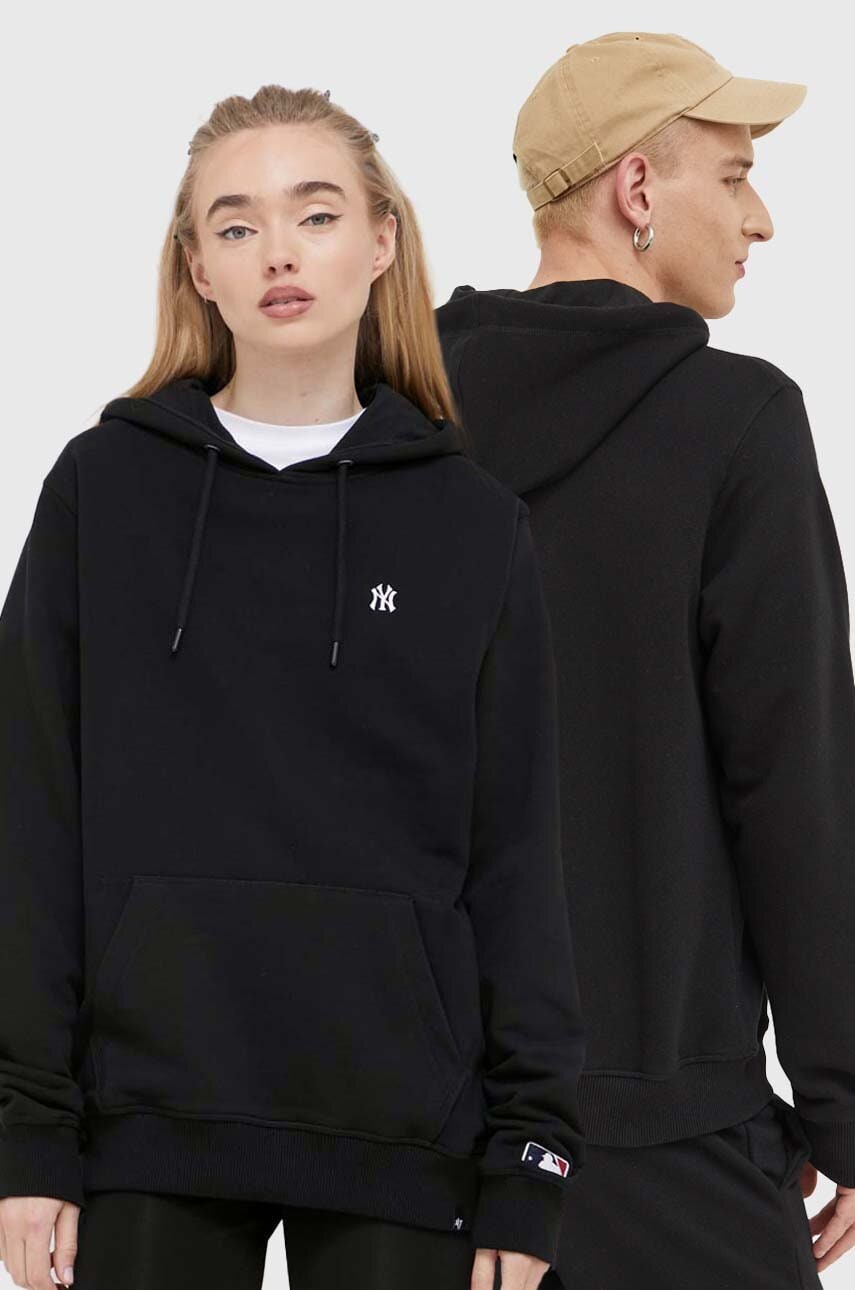 Μπλούζα 47 brand MLB New York Yankees χρώμα: μαύρο, με κουκούλα