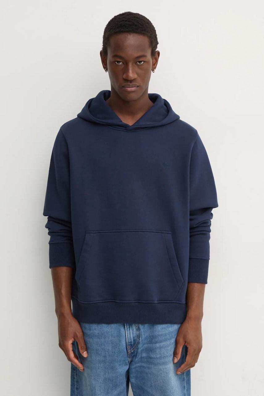 Μπλούζα Abercrombie & Fitch χρώμα: ναυτικό μπλε, με κουκούλα, KI122-4273