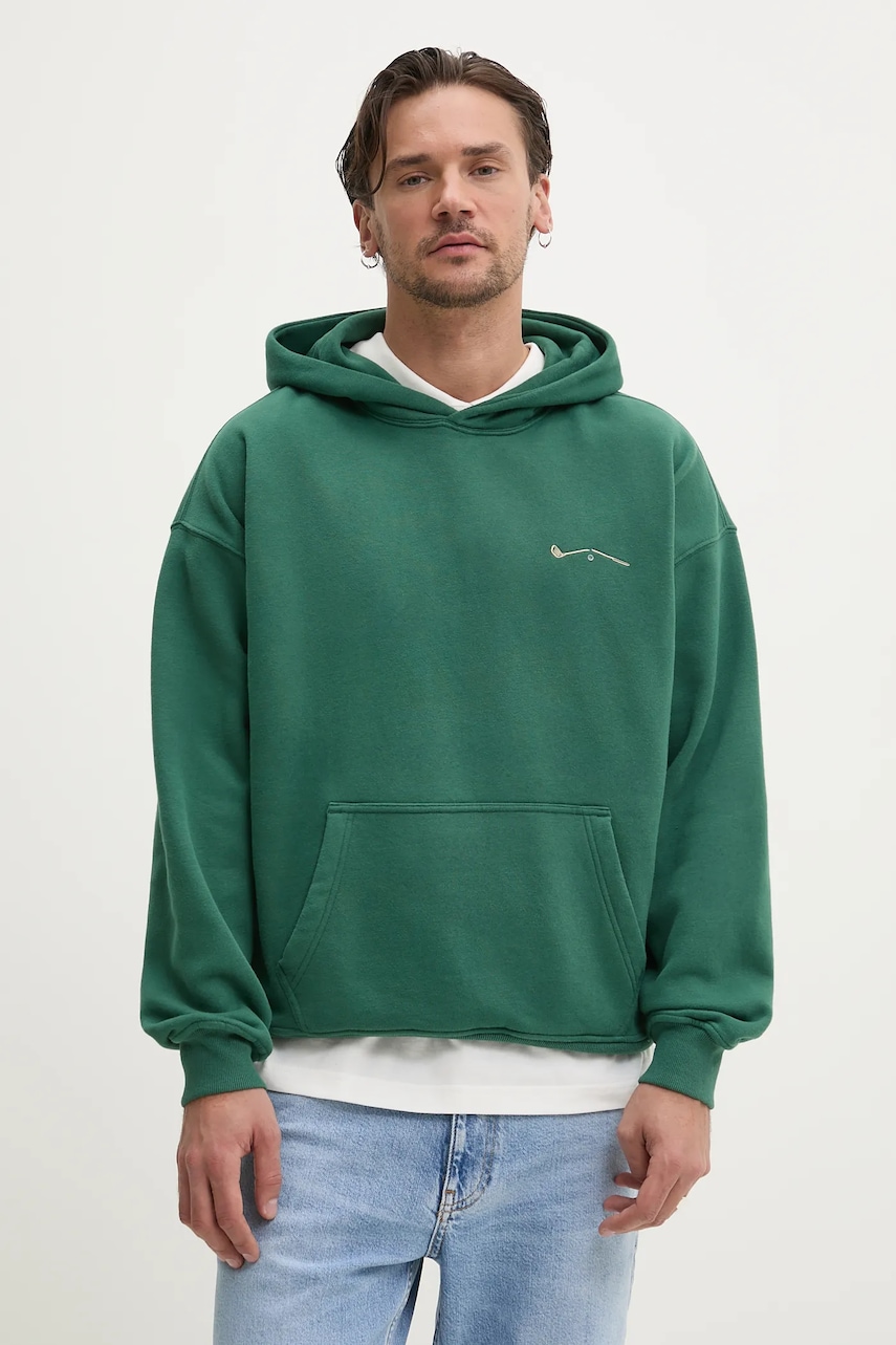Μπλούζα Abercrombie & Fitch χρώμα: πράσινο, με κουκούλα, KI122-5215