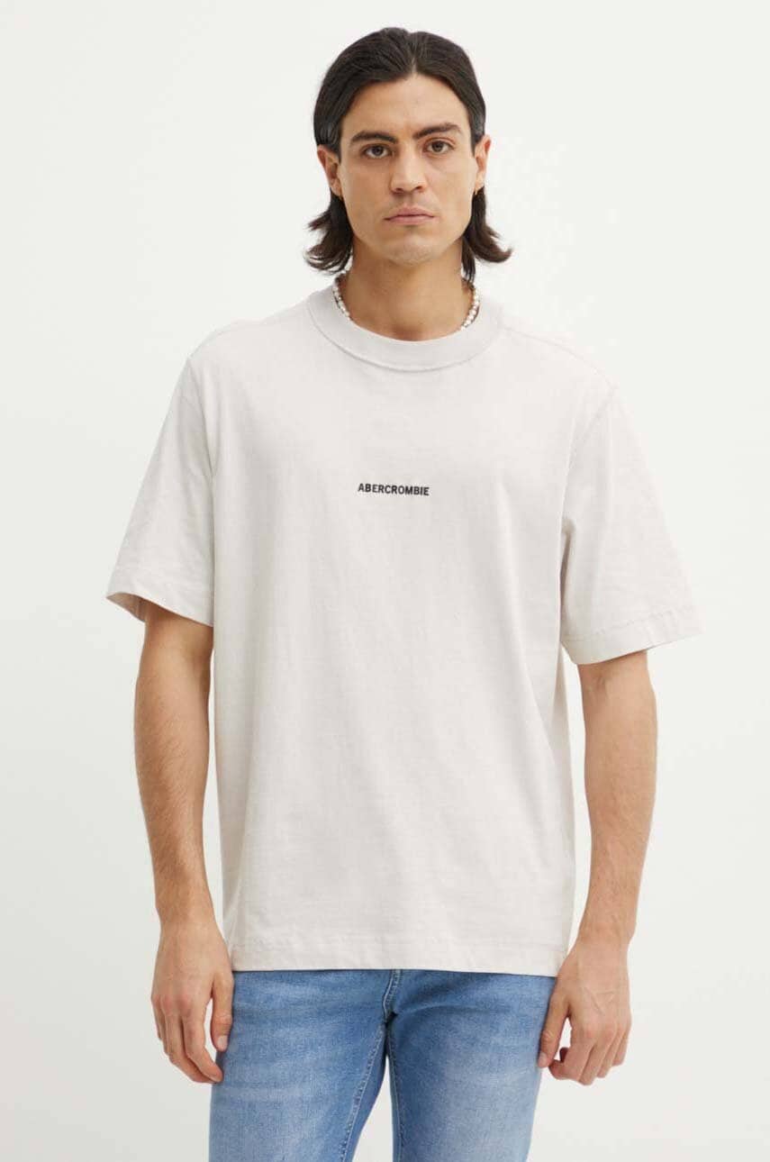 Βαμβακερό μπλουζάκι Abercrombie & Fitch ανδρικό, χρώμα: γκρι, KI123-1036