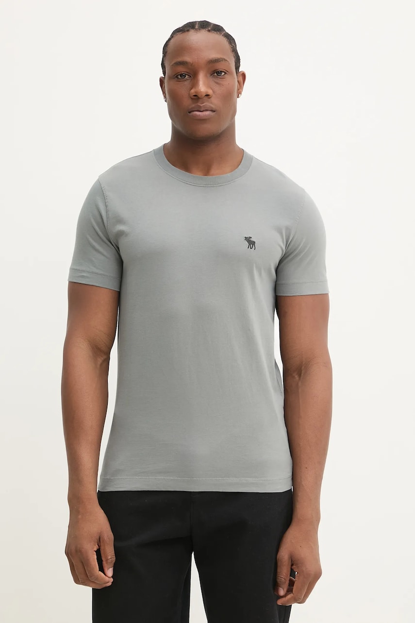 Βαμβακερό μπλουζάκι Abercrombie & Fitch ανδρικό, χρώμα: γκρι, KI124-5105