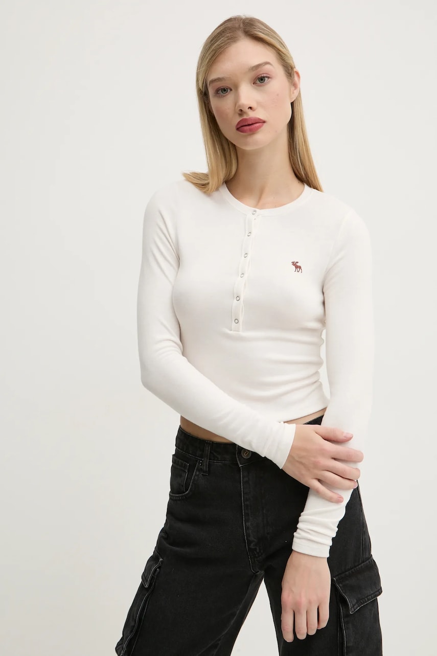 Μακρυμάνικο Abercrombie & Fitch χρώμα: μπεζ, KI139-4667