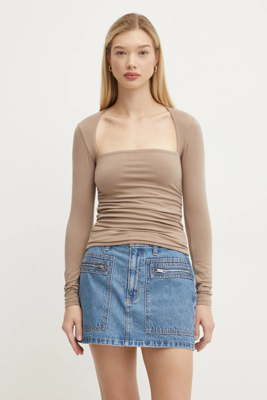 Μακρυμάνικο Abercrombie & Fitch χρώμα: μπεζ, KI139-4893