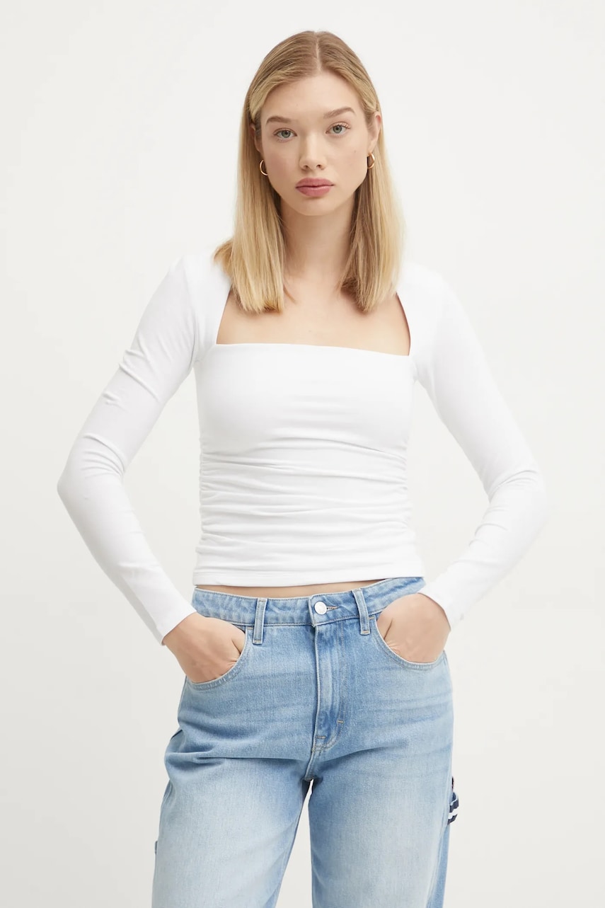 Μακρυμάνικο Abercrombie & Fitch χρώμα: άσπρο, KI139-4893