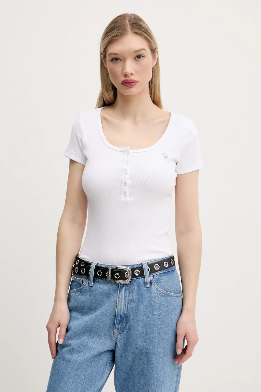 Μπλουζάκι Abercrombie & Fitch χρώμα: άσπρο, KI139-5271