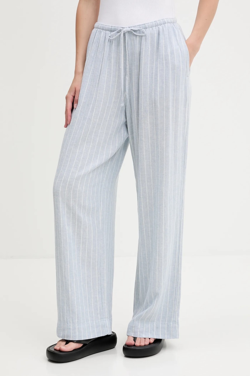 Λινό παντελόνι Abercrombie & Fitch χρώμα: μπλε, KI156-5205