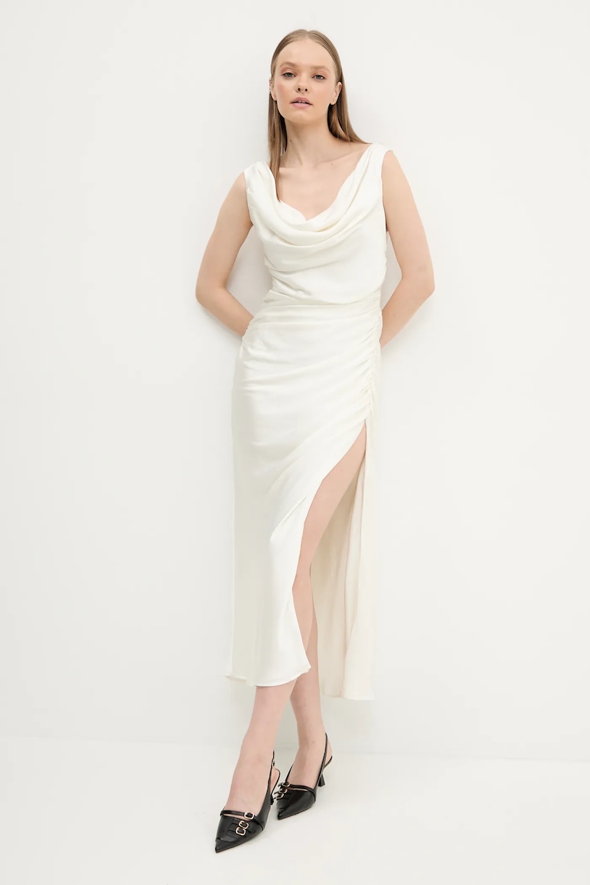 Φόρεμα Abercrombie & Fitch χρώμα: μπεζ, KI159-5895