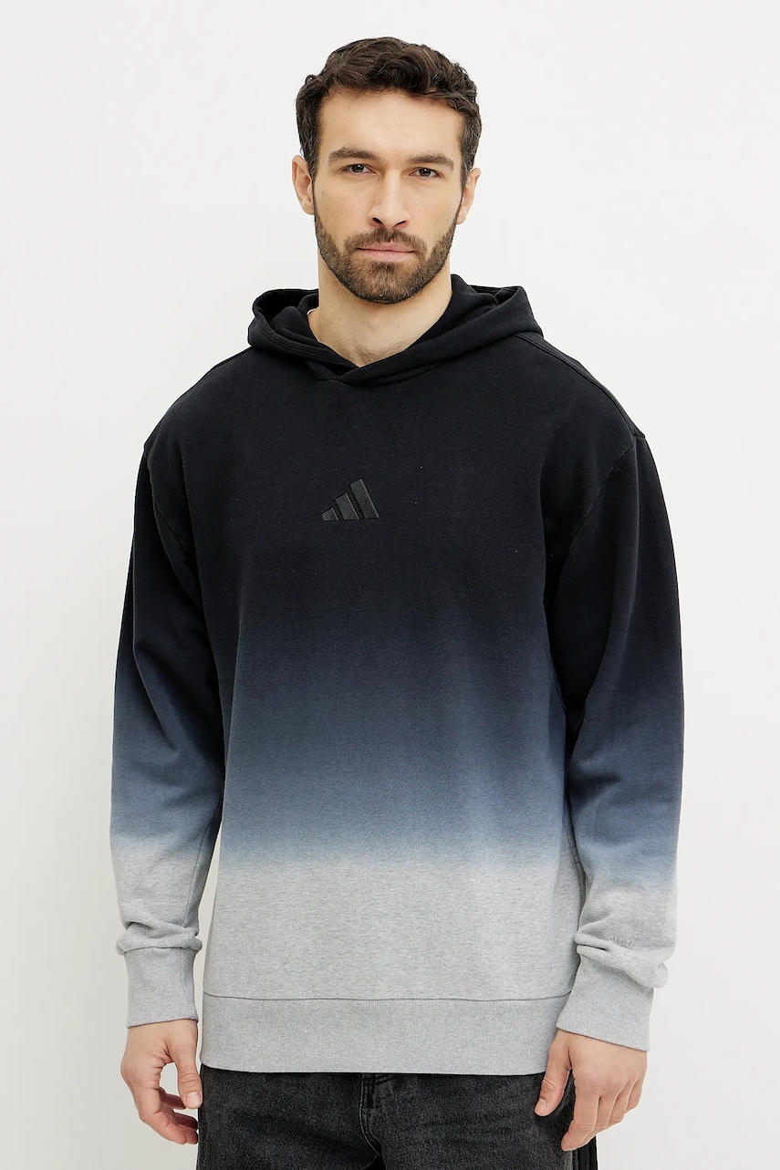 Βαμβακερή μπλούζα adidas ALL SZN Dip Dye χρώμα: μαύρο, με κουκούλα, JI6350
