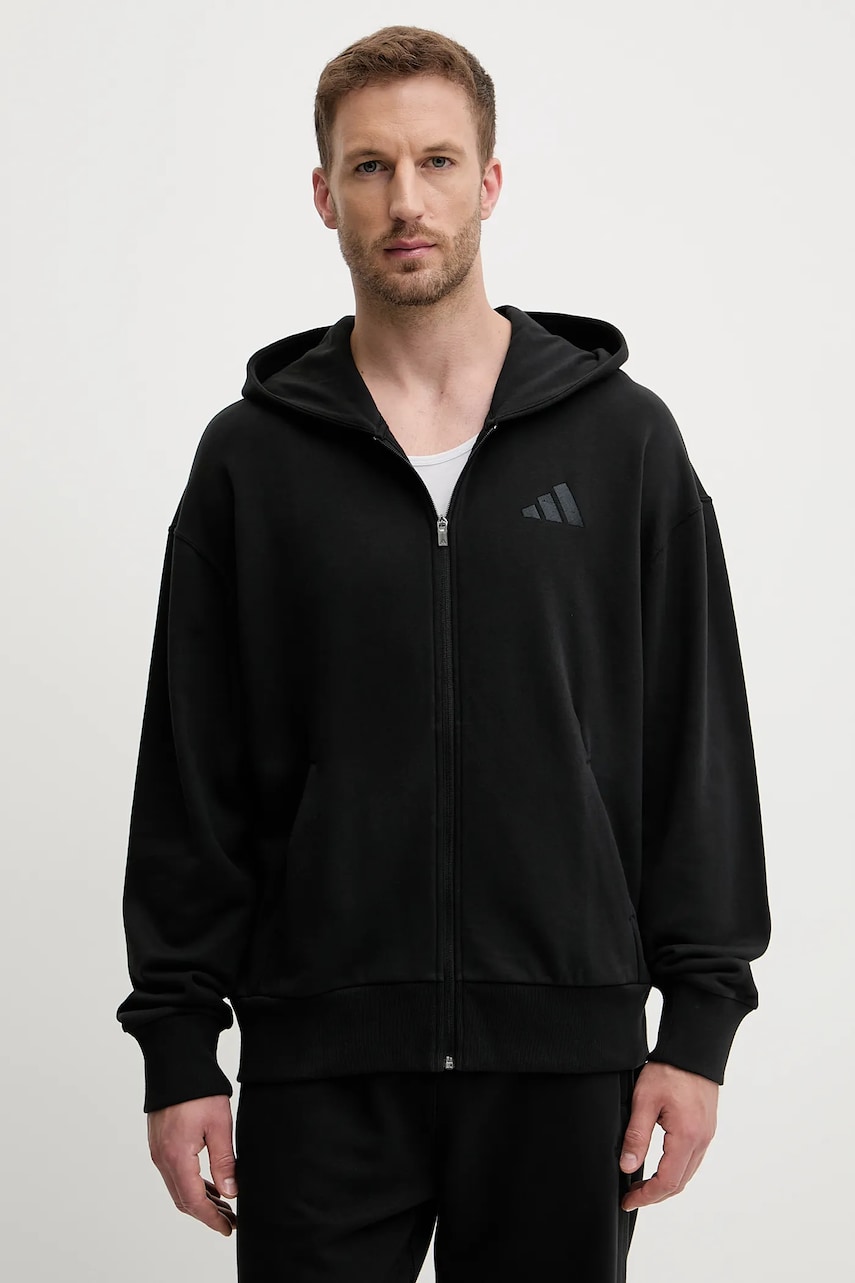 Βαμβακερή μπλούζα adidas ALL SZN χρώμα: μαύρο, με κουκούλα, JI6361
