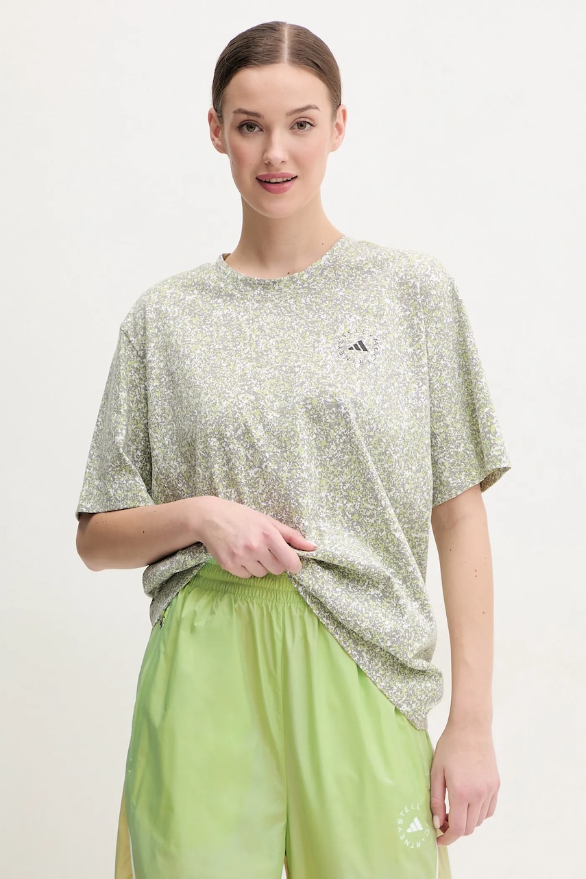 Βαμβακερό μπλουζάκι adidas by Stella McCartney γυναικείο, χρώμα: γκρι, JD7952