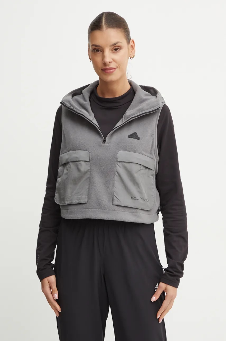 Αμάνικο μπουφάν adidas City Escape χρώμα: γκρι, IW5225