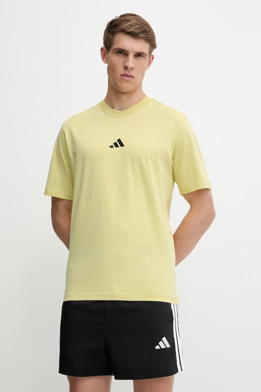 Βαμβακερό μπλουζάκι adidas Essential ανδρικό, χρώμα: κίτρινο, JD1777