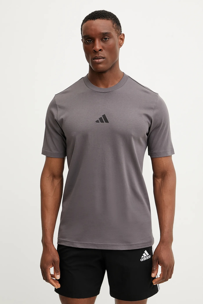 Βαμβακερό μπλουζάκι adidas Essential ανδρικό, χρώμα: μοβ, JD1778