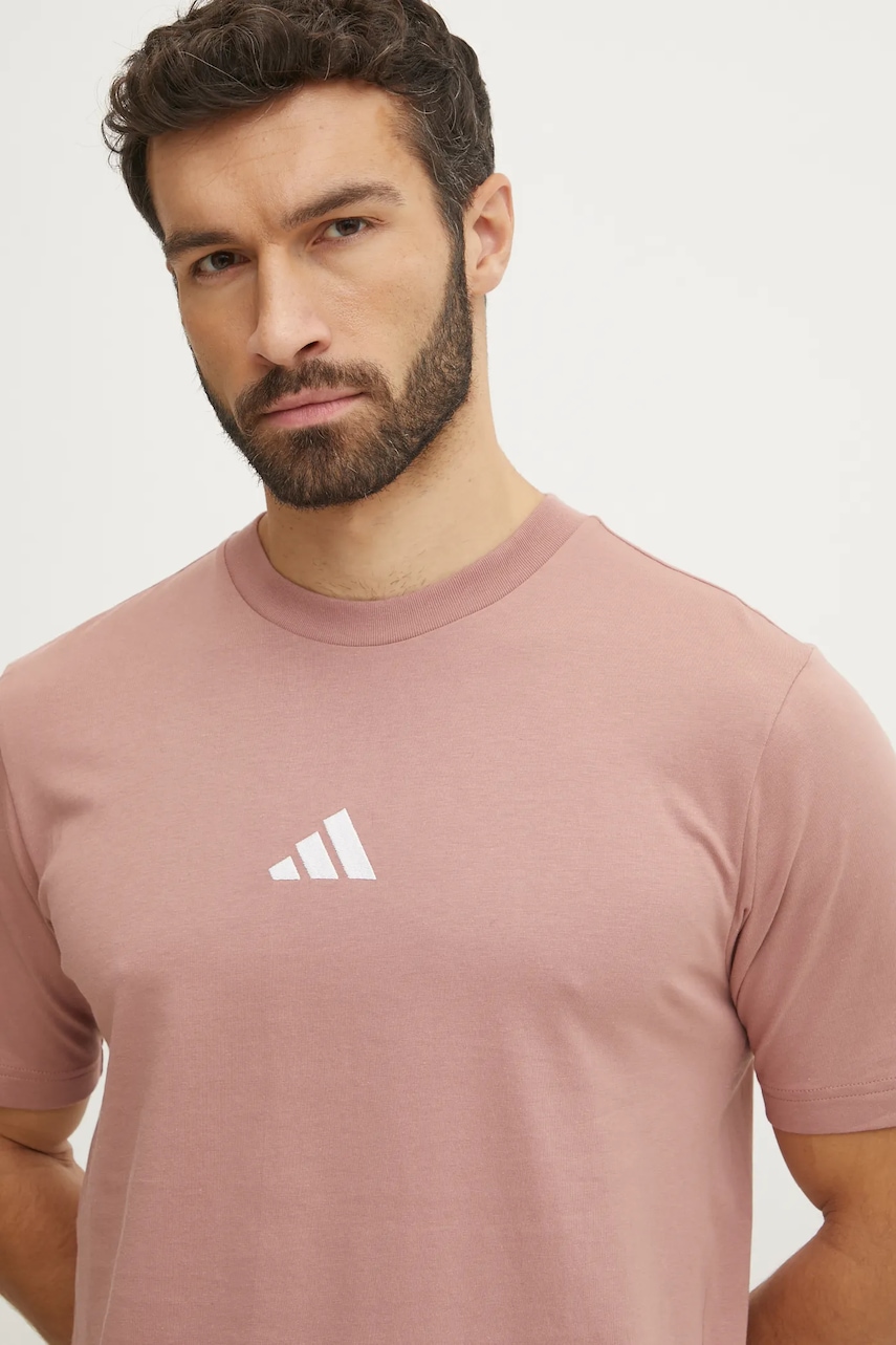 Βαμβακερό μπλουζάκι adidas Essential ανδρικό, χρώμα: ροζ, JF1099