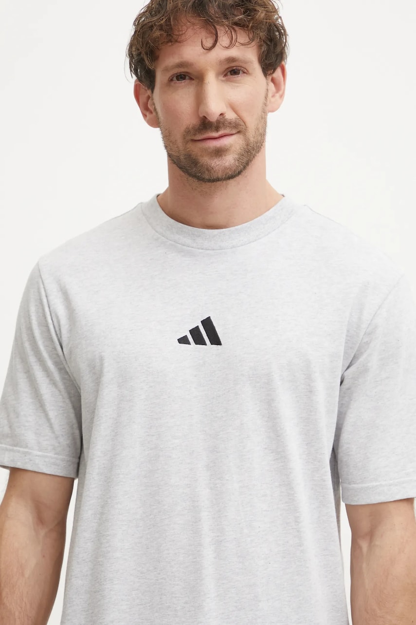 Βαμβακερό μπλουζάκι adidas Essential ανδρικό, χρώμα: γκρι, JF1100