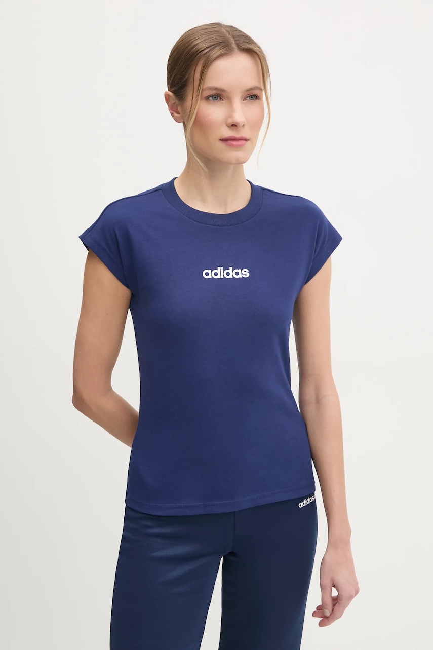 Μπλουζάκι adidas Essentials Linear χρώμα: ναυτικό μπλε, JG8658