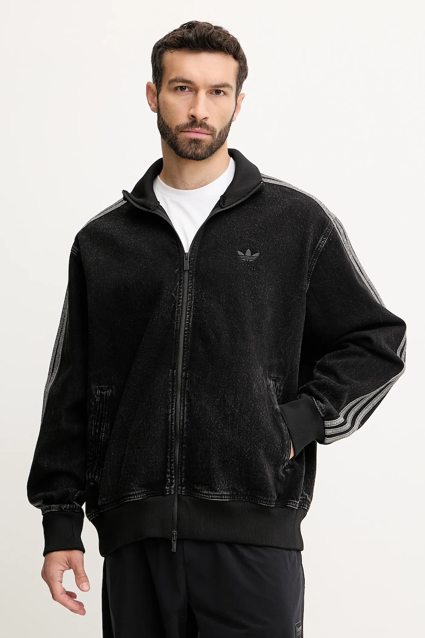 Τζιν μπουφάν adidas Originals Adicolor Denim Firebird Track Top χρώμα: μαύρο, JC6717