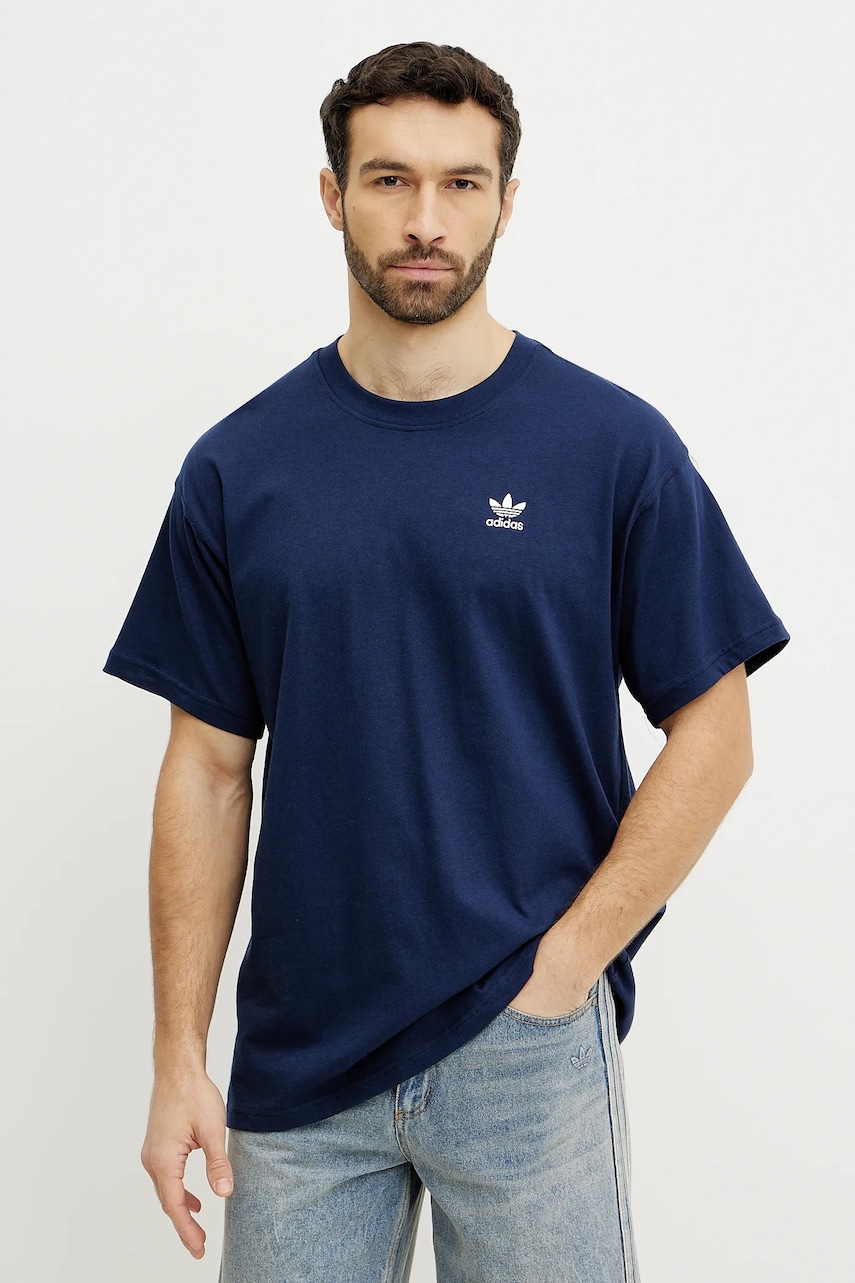 Βαμβακερό μπλουζάκι adidas Originals Essential ανδρικό, χρώμα: ναυτικό μπλε, JD0376