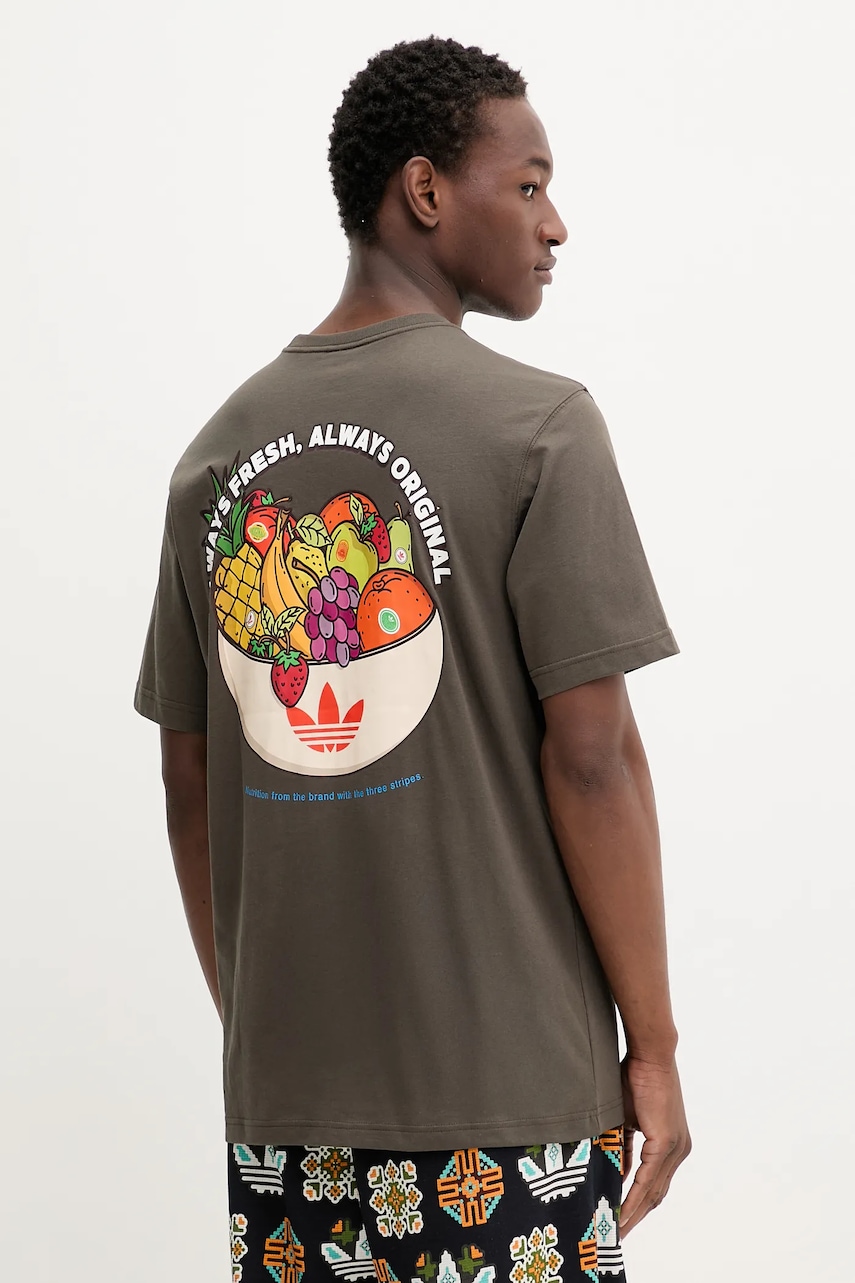 Βαμβακερό μπλουζάκι adidas Originals Graphic Lo Ss T ανδρικό, χρώμα: πράσινο, JW2977