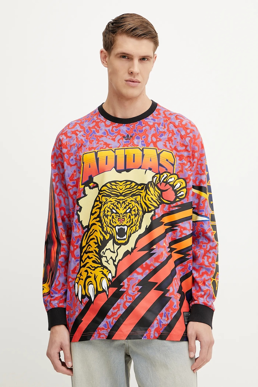 Βαμβακερή μπλούζα με μακριά μανίκια adidas Originals GRAPHIC LS TEE χρώμα: μοβ, JX1702