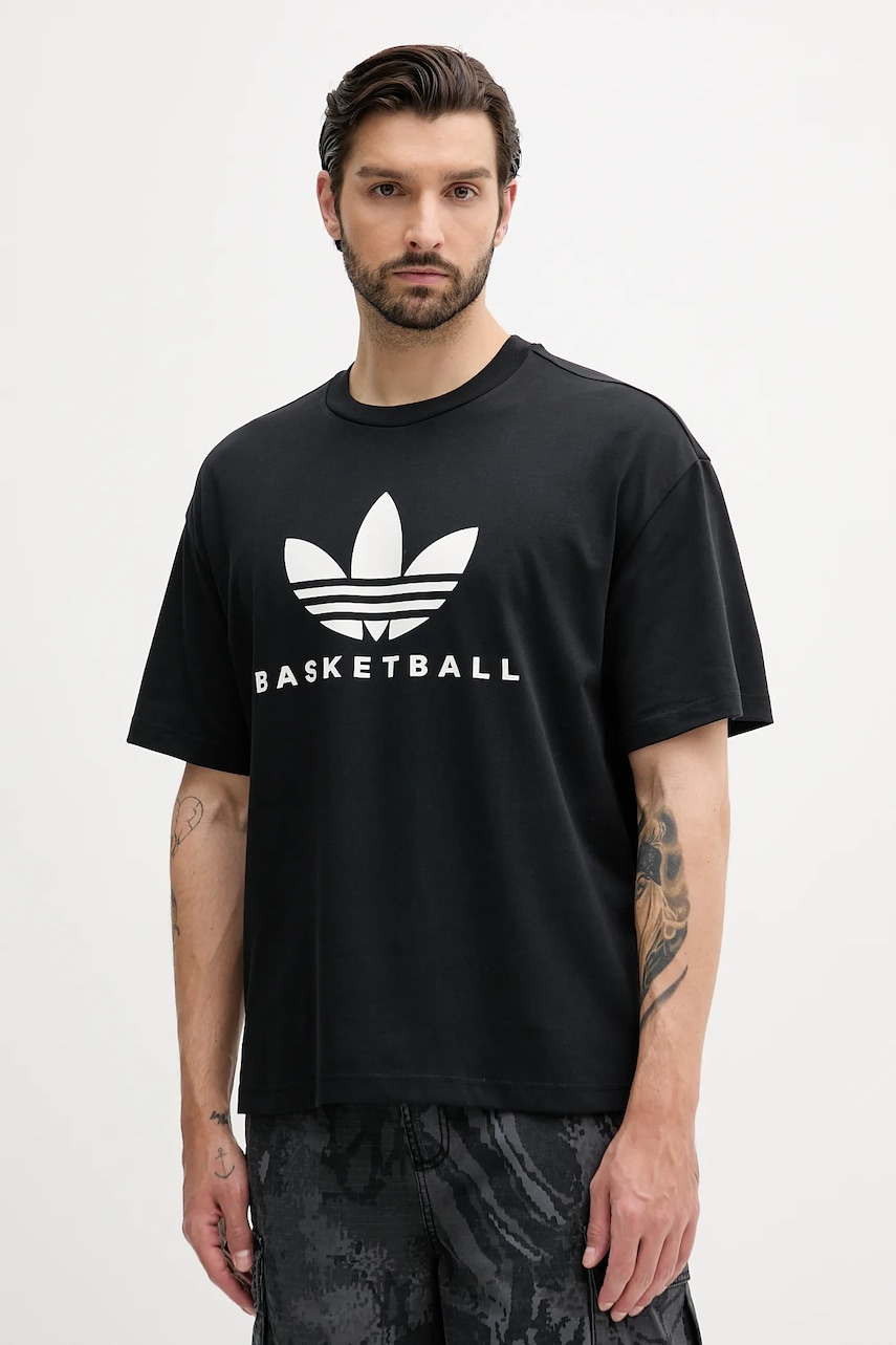Μπλουζάκι adidas Originals Originals Basketball Courtside Tee χρώμα: μαύρο, JW6641