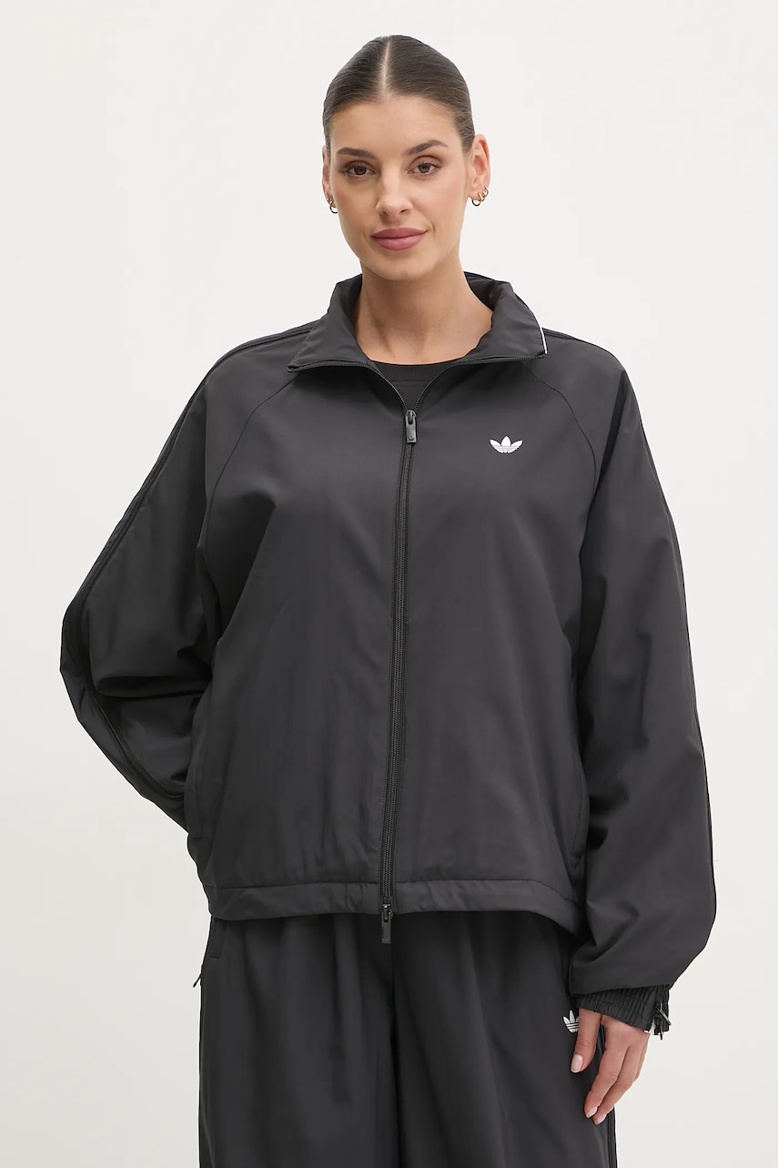 Μπουφάν adidas Originals WOVEN TT ZIP χρώμα: μαύρο, JX9204