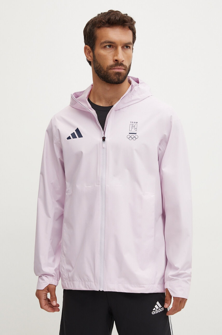 Αδιάβροχο μπουφάν adidas Performance Polska ανδρικό, χρώμα: ροζ, JD8022