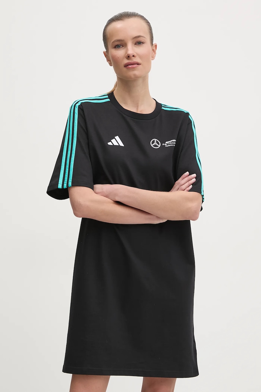 Βαμβακερό φόρεμα adidas x Mercedes χρώμα: μαύρο, JV5426