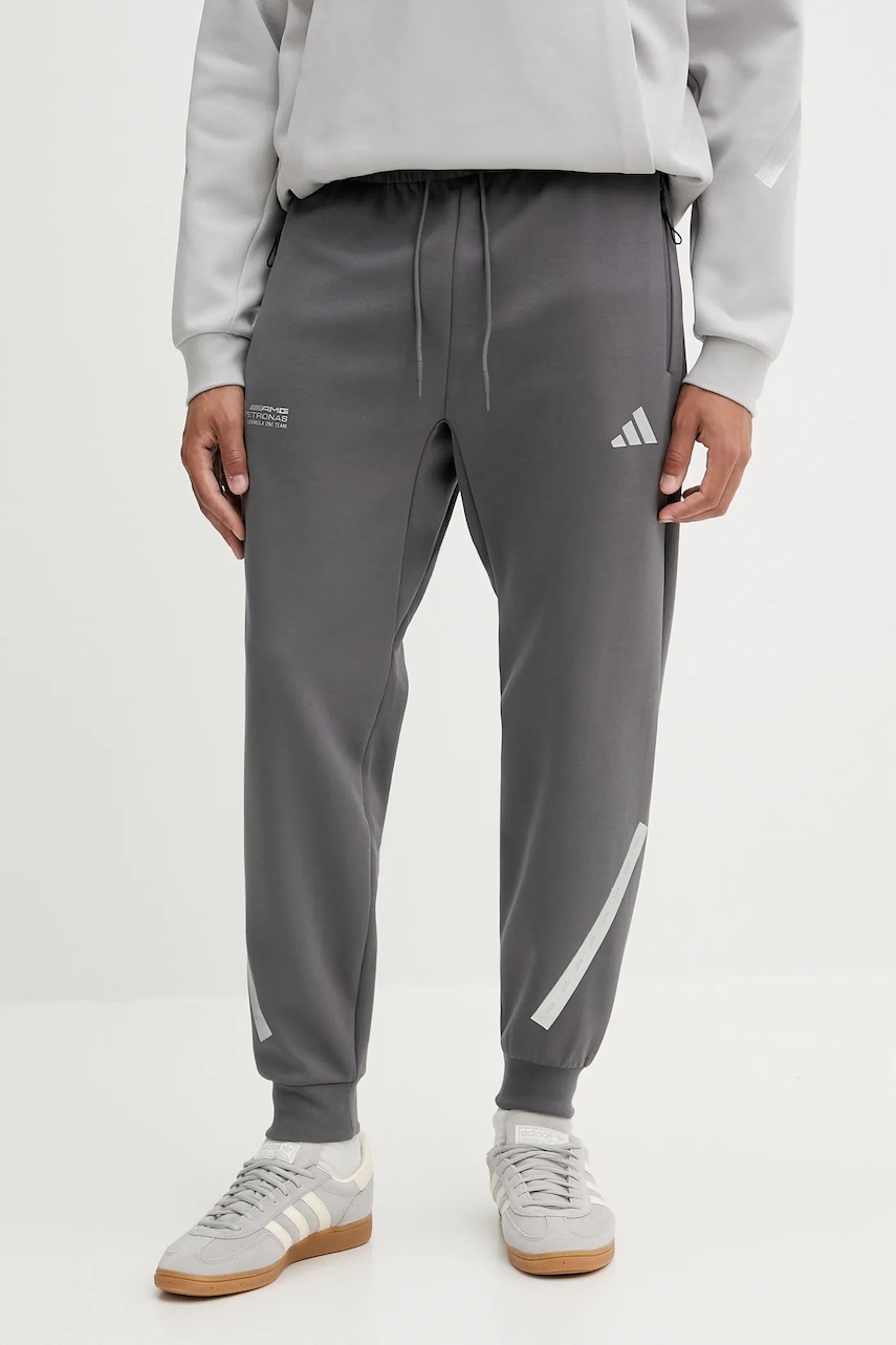 Παντελόνι φόρμας adidas x Mercedes ανδρικό, χρώμα: γκρι, JW3478