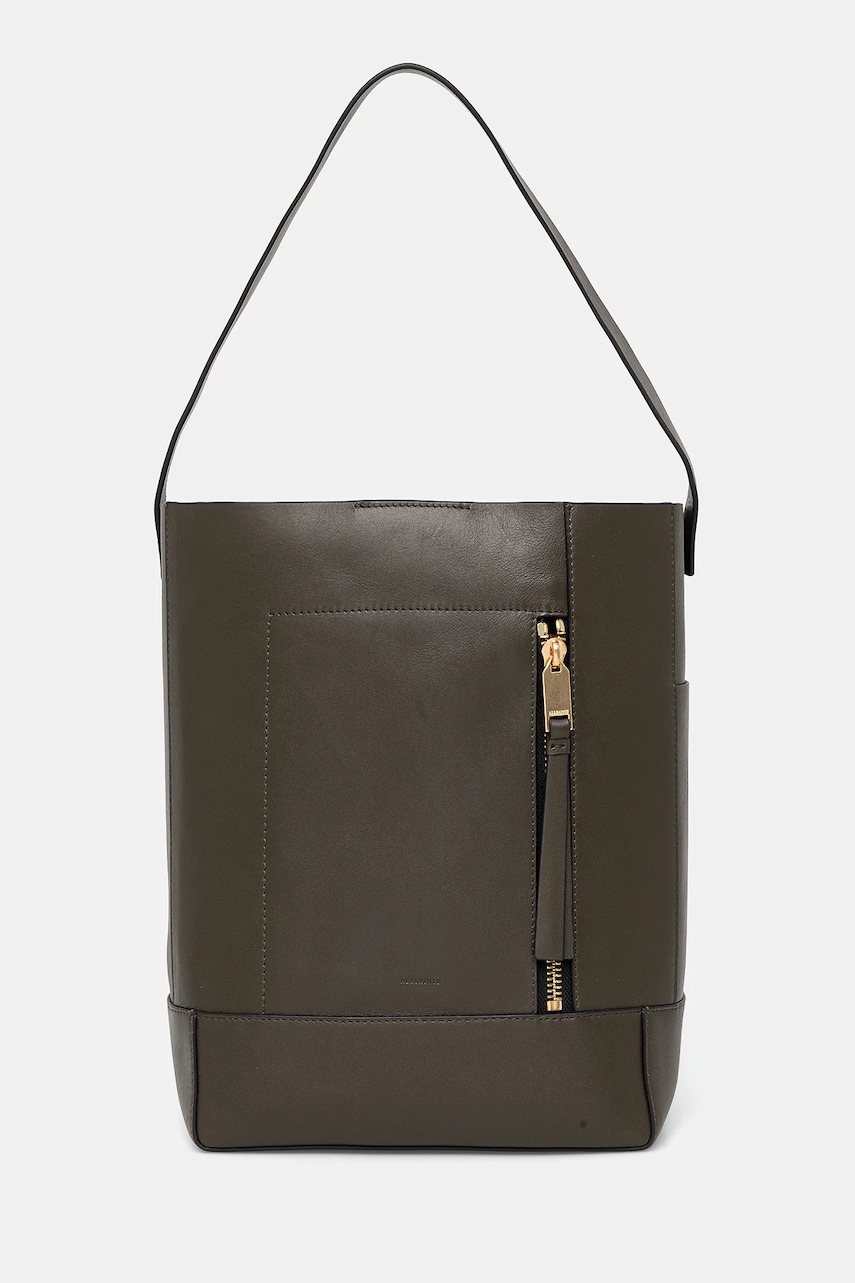 Δερμάτινη τσάντα AllSaints ALBA HOBO χρώμα: πράσινο, W110XC