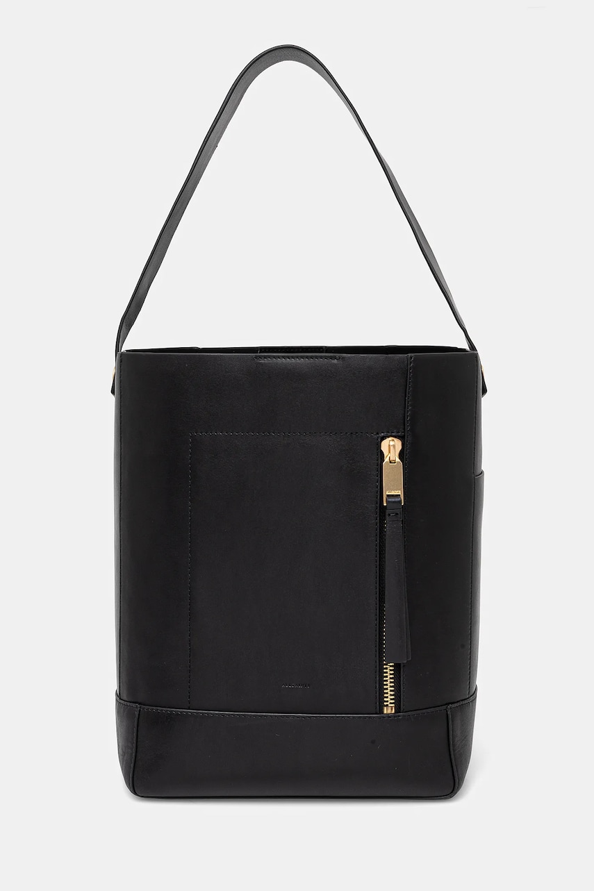 Δερμάτινη τσάντα AllSaints ALBA HOBO χρώμα: μαύρο, W110XC
