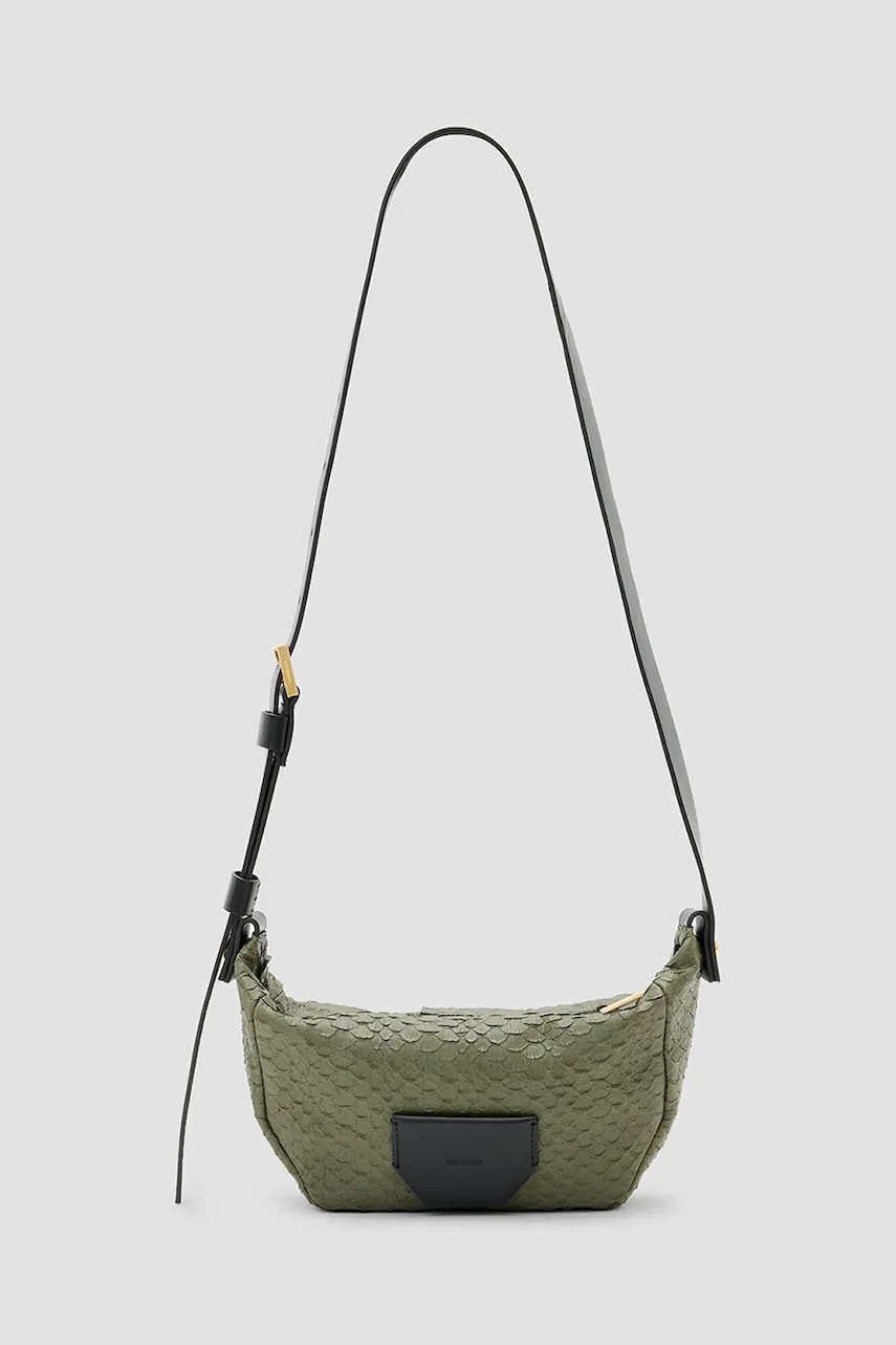 Δερμάτινη τσάντα AllSaints MADEA SNAKE χρώμα: πράσινο, W092XC
