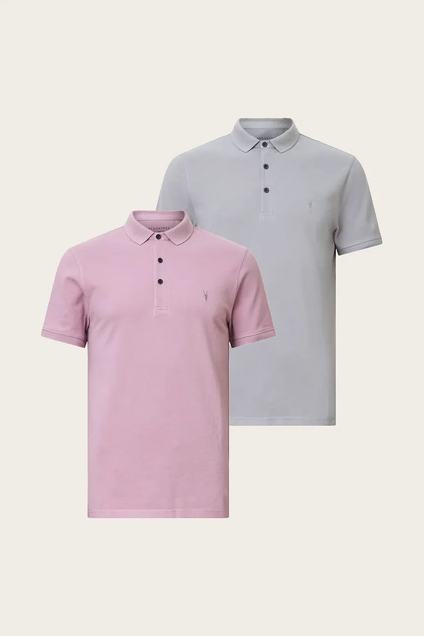 Βαμβακερό μπλουζάκι πόλο AllSaints REFORM 2-pack ανδρικό, χρώμα: πολύχρωμο, M076PB