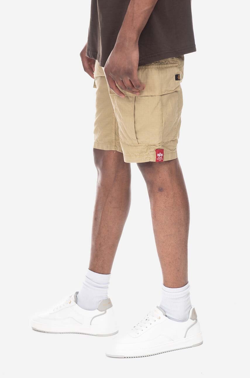 Βαμβακερό σορτσάκι Alpha Industries Alpha Industries Ripstop Jogger Short 106250 14 χρώμα: μπεζ
