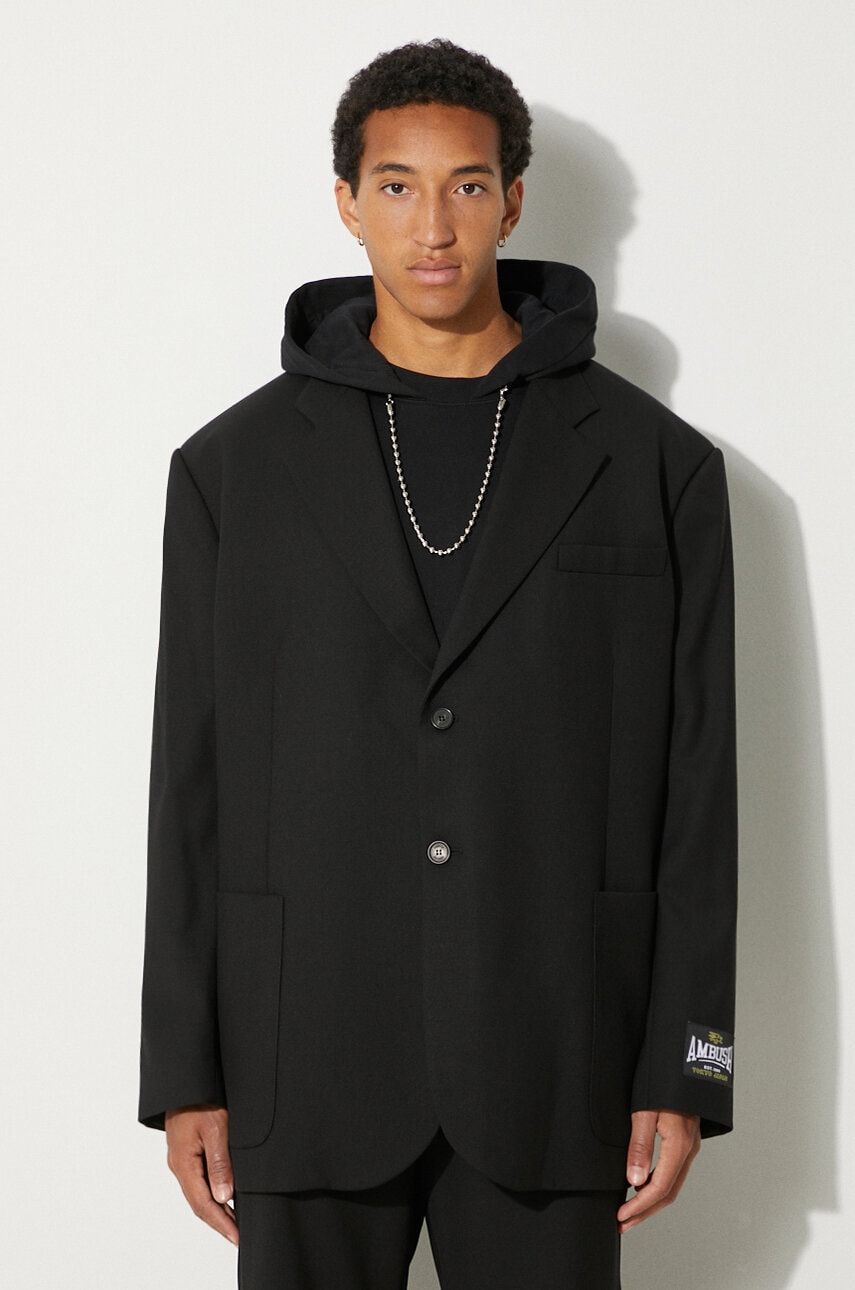 Μάλλινο σακάκι AMBUSH Oversized Jacket χρώμα: μαύρο, BMEN005F24FAB0011000