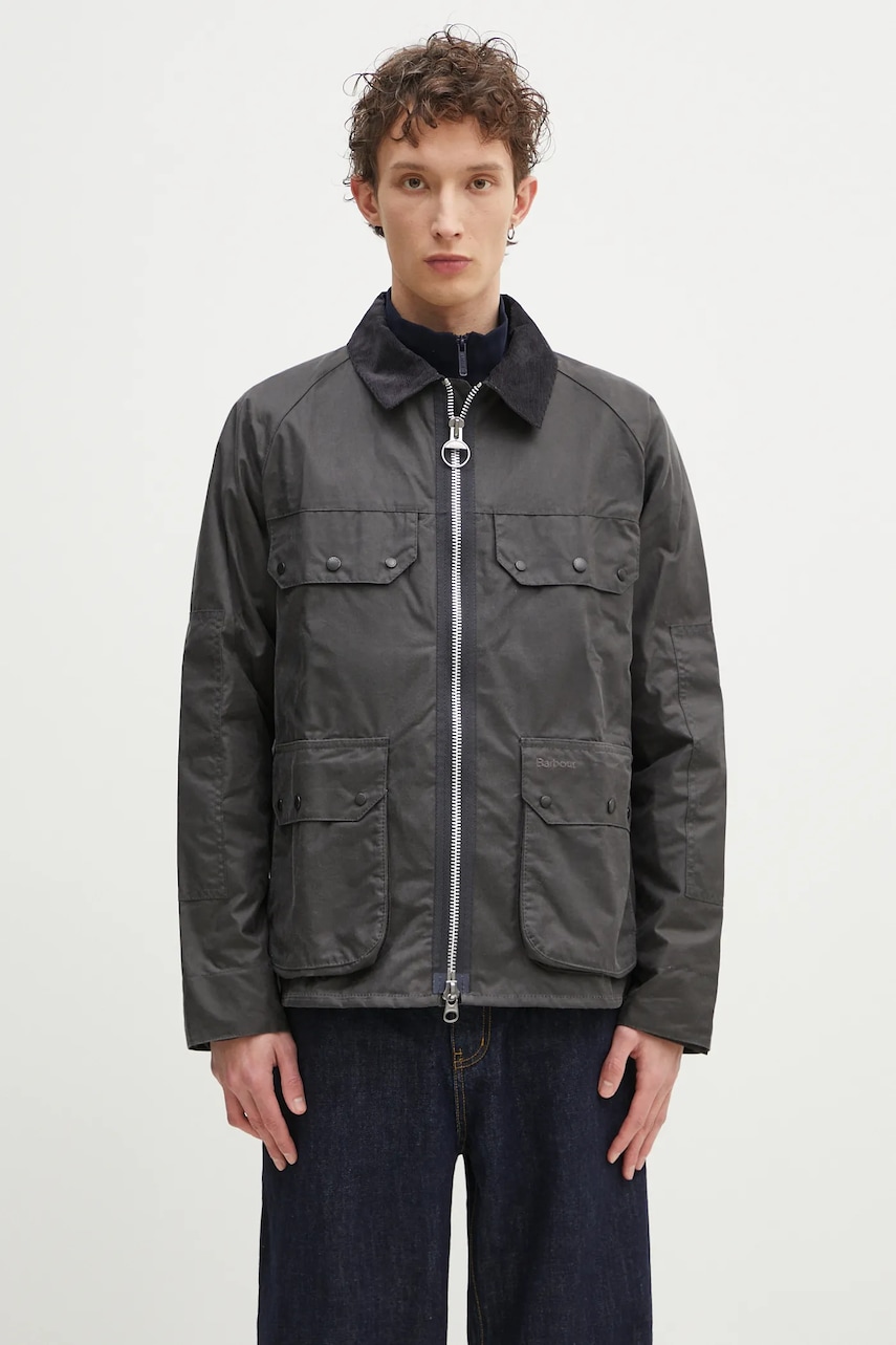 Μπουφάν Barbour Barbour Re-Engineered Short Bedale Wax Jacket χρώμα: γκρι, MWX2446