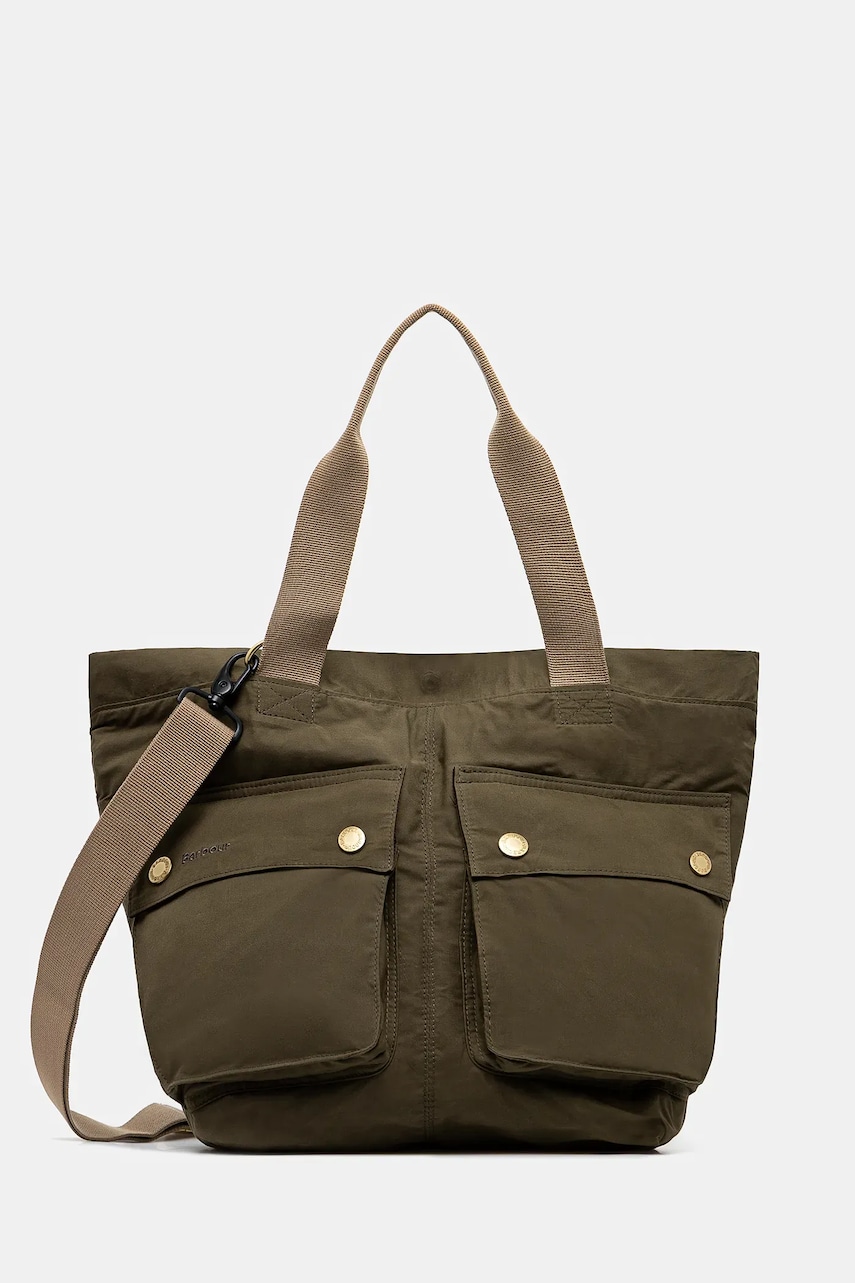 Βαμβακερή τσάντα Barbour Barbour Transport Carry All Tote Bag χρώμα: πράσινο, UBA0744