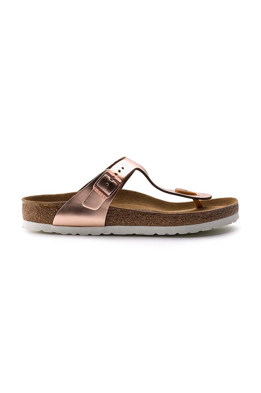 Δερμάτινες σαγιονάρες Birkenstock Gizeh γυναικείες, χρώμα: ροζ, 1005049