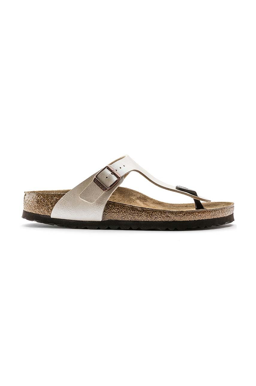 Δερμάτινες σαγιονάρες Birkenstock Gizeh γυναικείες, χρώμα: μπεζ, 943873