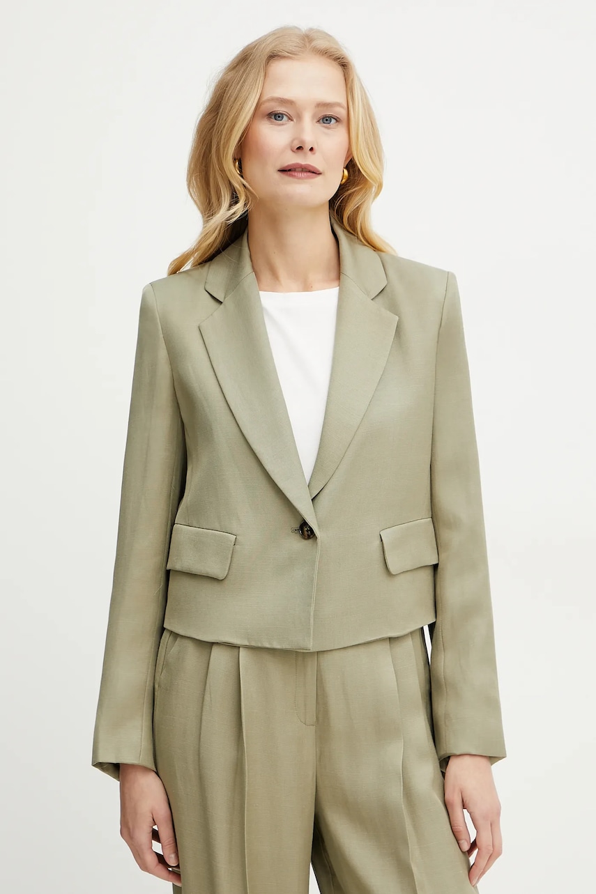 Blazer με μείγμα λινών Marella Emme by Marella χρώμα: πράσινο, 2515041121200